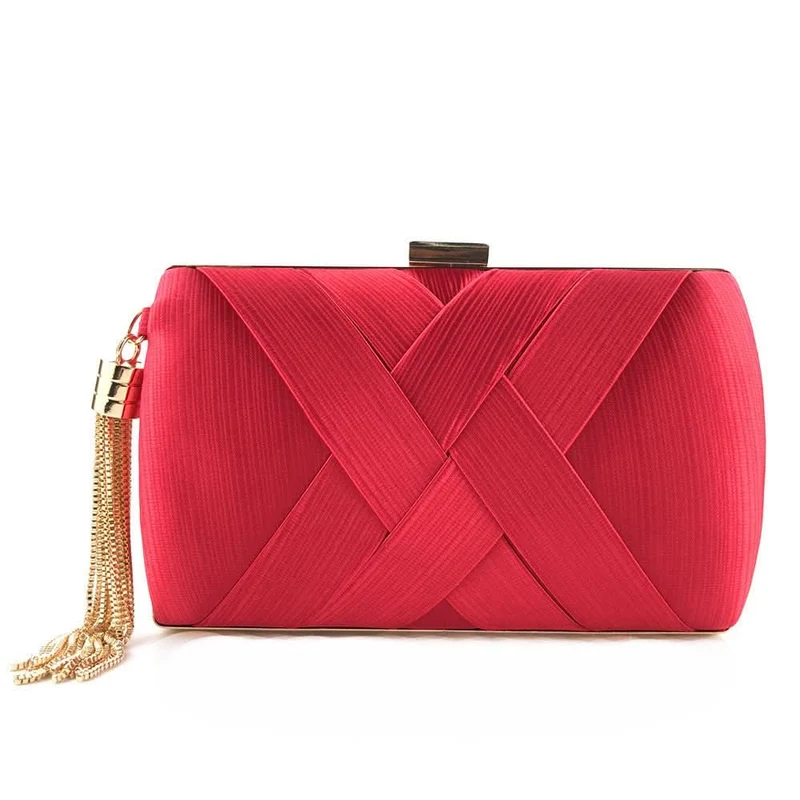 Luminara ÉtoileClutch Luxuriöse Satin-Abendtasche | Elegante Quasten-Clutch Hochzeiten Galas