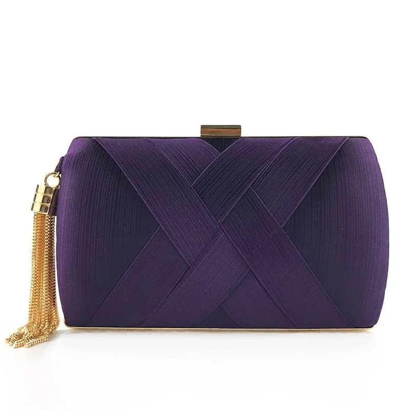 Luminara ÉtoileClutch Luxuriöse Satin-Abendtasche | Elegante Quasten-Clutch Hochzeiten Galas