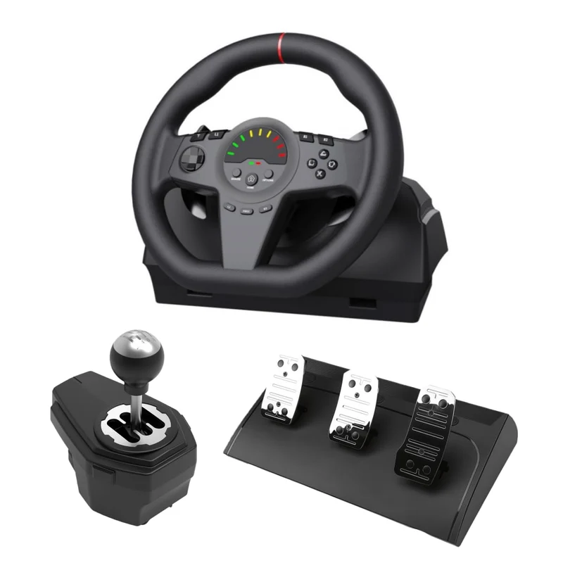 XUMIUZIY Rennrad mit Pedalen und Schalthebel, 270 Gaming Lenkrad, Echtes Force Feedback, Antriebsrad