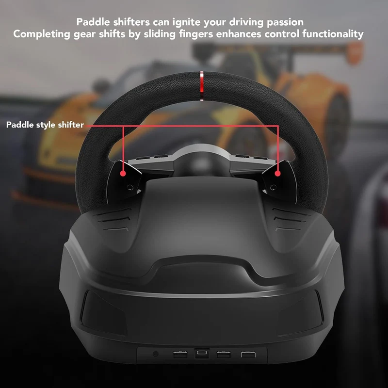 XUMIUZIY Rennrad mit Pedalen und Schalthebel, 270 Gaming Lenkrad, Echtes Force Feedback, Antriebsrad