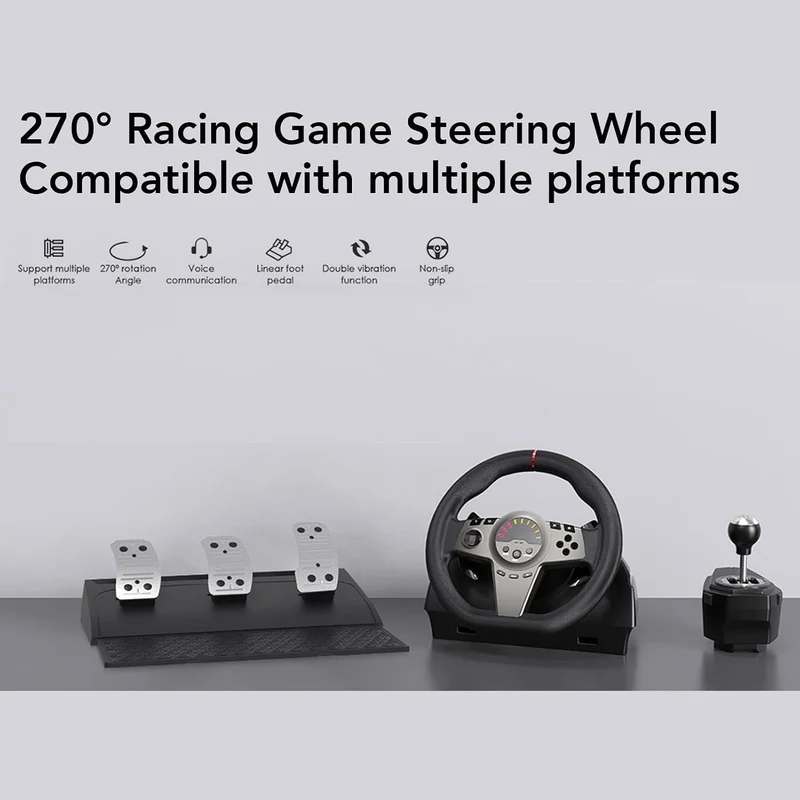XUMIUZIY Rennrad mit Pedalen und Schalthebel, 270 Gaming Lenkrad, Echtes Force Feedback, Antriebsrad
