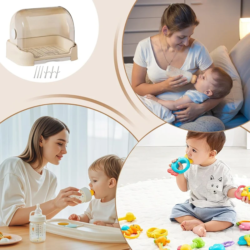 Babyflaschen Organizer - Organizer Für Milchflaschen Mit Trocknungsständer Und Abdeckhaube,Staubdich