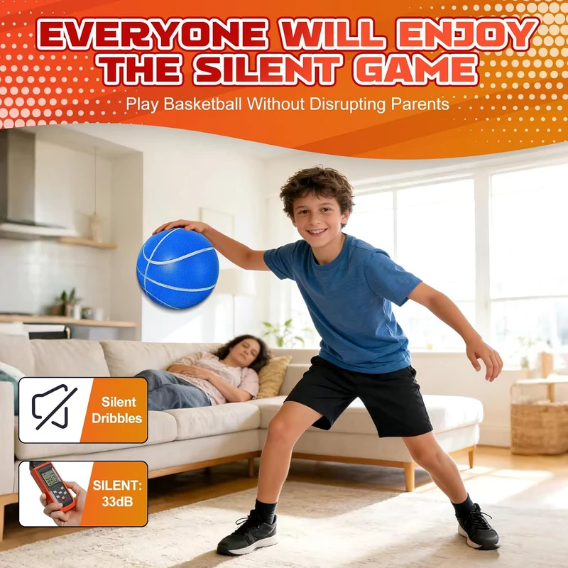 Silent Basketball Grösse 7 (74.9 cm) - Geräuschloser Indoor-Basketball für leises Dribbling und Indo
