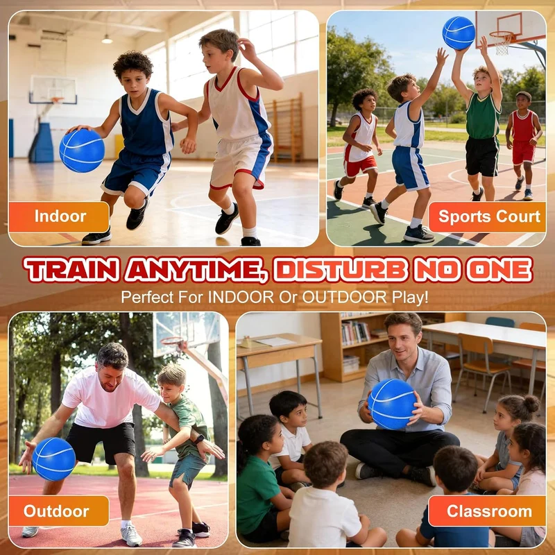 Silent Basketball Grösse 7 (74.9 cm) - Geräuschloser Indoor-Basketball für leises Dribbling und Indo