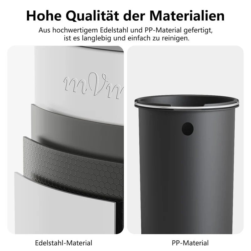 mVm Mülleimer Küche 20L, Mülleimer mit Deckel, Weiss Weiss 20L, Weiss 20L