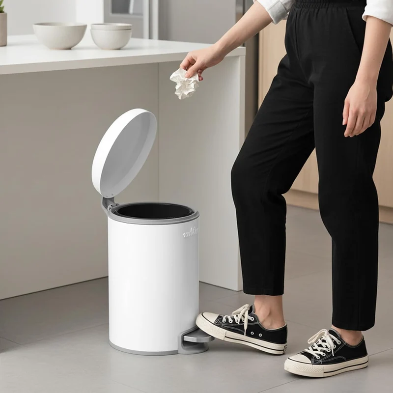 mVm Mülleimer Küche 20L, Mülleimer mit Deckel, Weiss Weiss 20L, Weiss 20L
