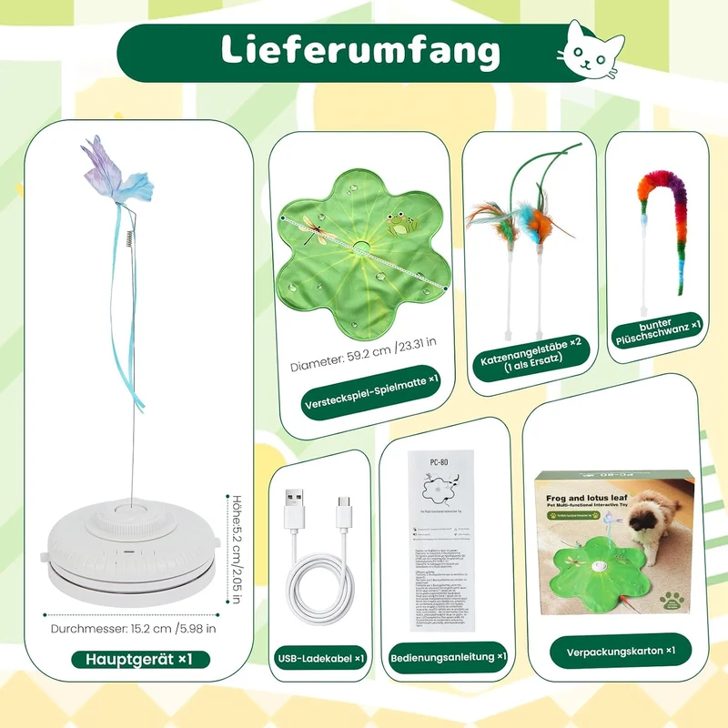 3-in-1 Interaktives Katzenspielzeug Elektrisch für Wohnungskatzen