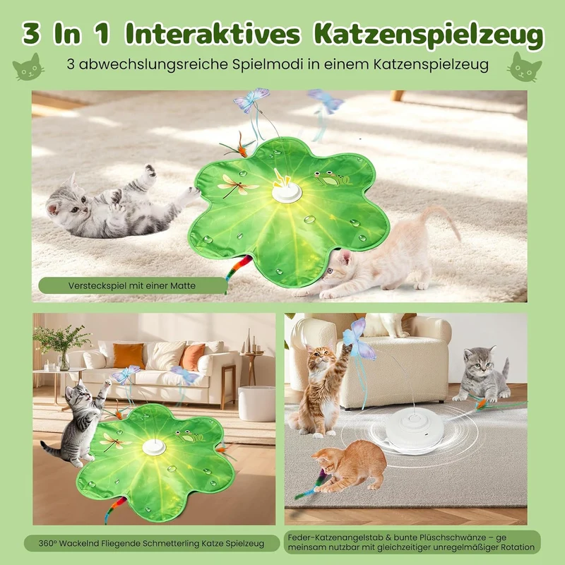 3-in-1 Interaktives Katzenspielzeug Elektrisch für Wohnungskatzen