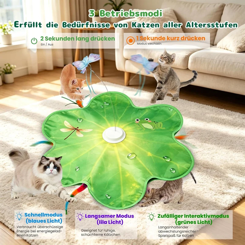 3-in-1 Interaktives Katzenspielzeug Elektrisch für Wohnungskatzen