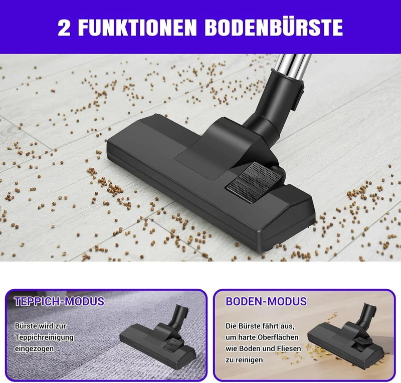 YouseaHome 1200W Beutelloser Zylinderstaubsauger Elektrischer Staubsauger für Haustiere, Leichter Bo