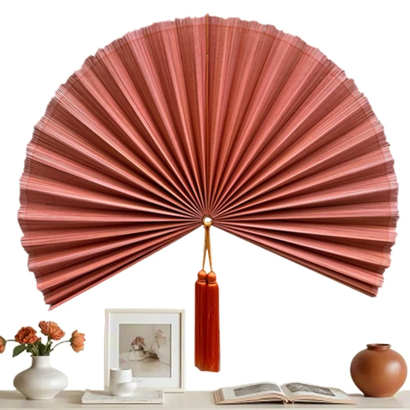 Dekorativer Wandfächer ca. 102 cm grosse hängbare Wanddekoration Rot, Rot