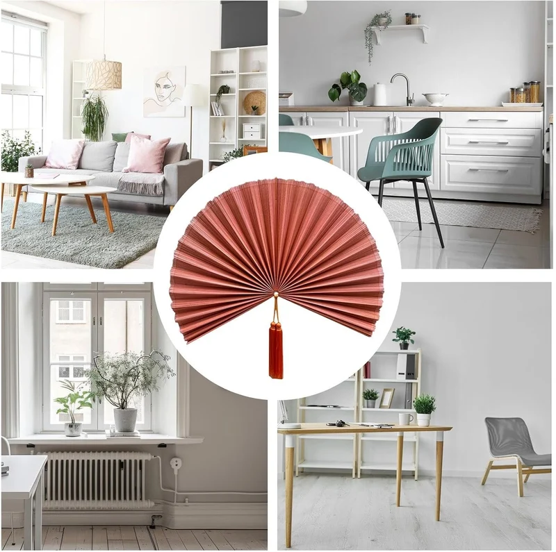 Dekorativer Wandfächer ca. 102 cm grosse hängbare Wanddekoration Rot, Rot