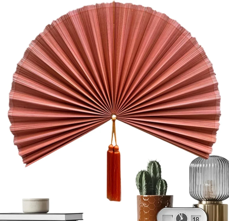 Dekorativer Wandfächer ca. 102 cm grosse hängbare Wanddekoration Rot, Rot