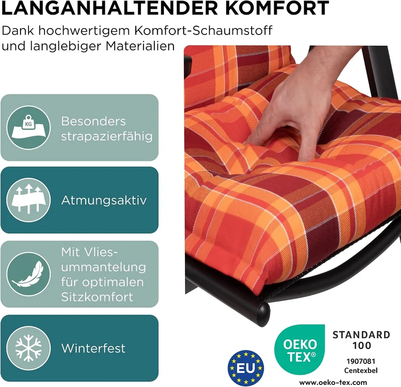 Gartenstuhlauflagen Niedriglehner, 4er Set, Rot kariert Rot Kariert 4-Stück, Rot Kariert 4-Stück