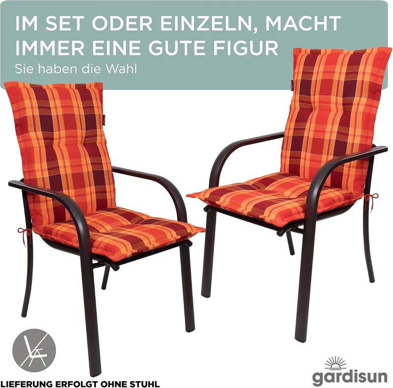 Gartenstuhlauflagen Niedriglehner, 4er Set, Rot kariert Rot Kariert 4-Stück, Rot Kariert 4-Stück