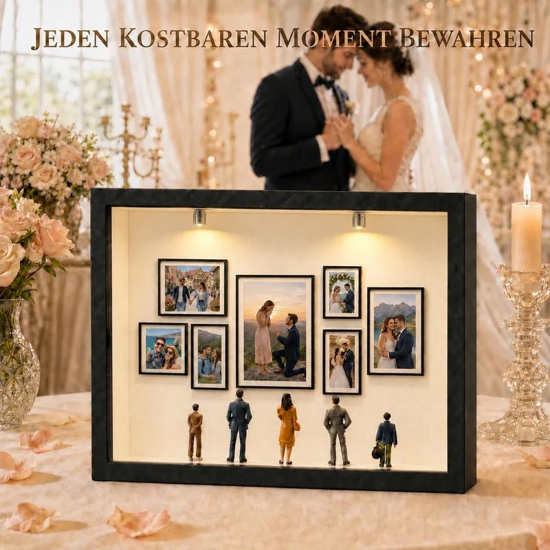 DIY Mini Museums Silhouetten box, 3D Bilderrahmen für 7 Fotos und 5 Miniaturfiguren, personalisierba