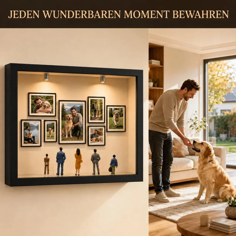 DIY Mini Museums Silhouetten box, 3D Bilderrahmen für 7 Fotos und 5 Miniaturfiguren, personalisierba