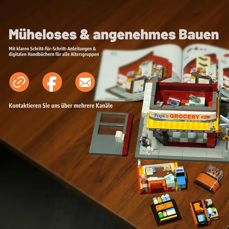 Lumibricks The Bodega Bauset mit LED-Beleuchtung, 618 Teile New Yorker Kiosk- und Lebensmittelgeschä