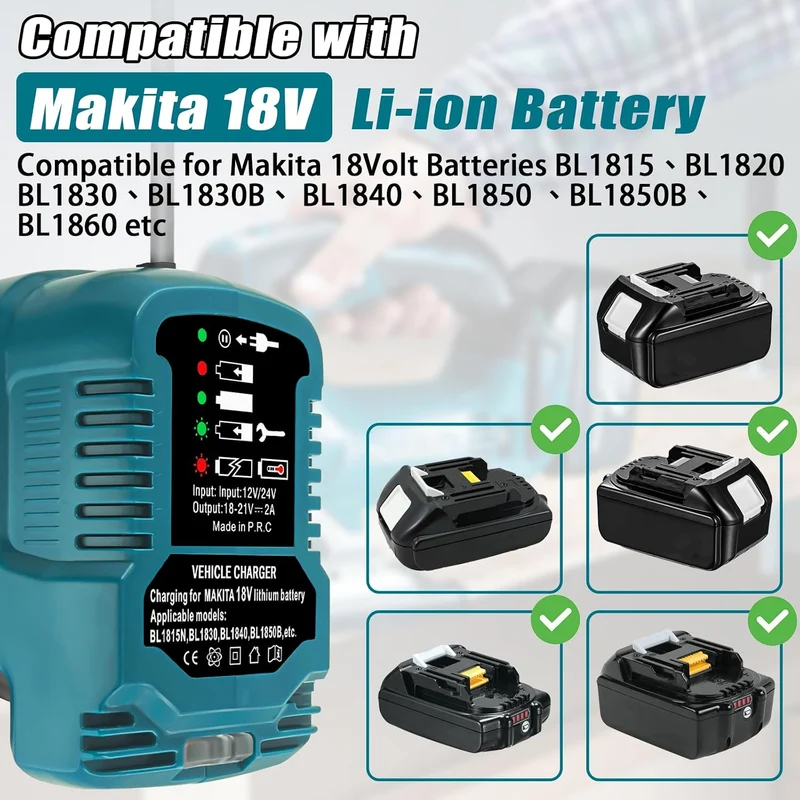 Mini Auto Ladegerät für Makita Akku 18V, Aufladen für BL1850 BL1840 BL1860 BL1830 BL1820 Ersatz für