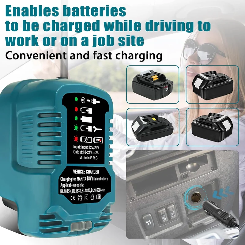 Mini Auto Ladegerät für Makita Akku 18V, Aufladen für BL1850 BL1840 BL1860 BL1830 BL1820 Ersatz für