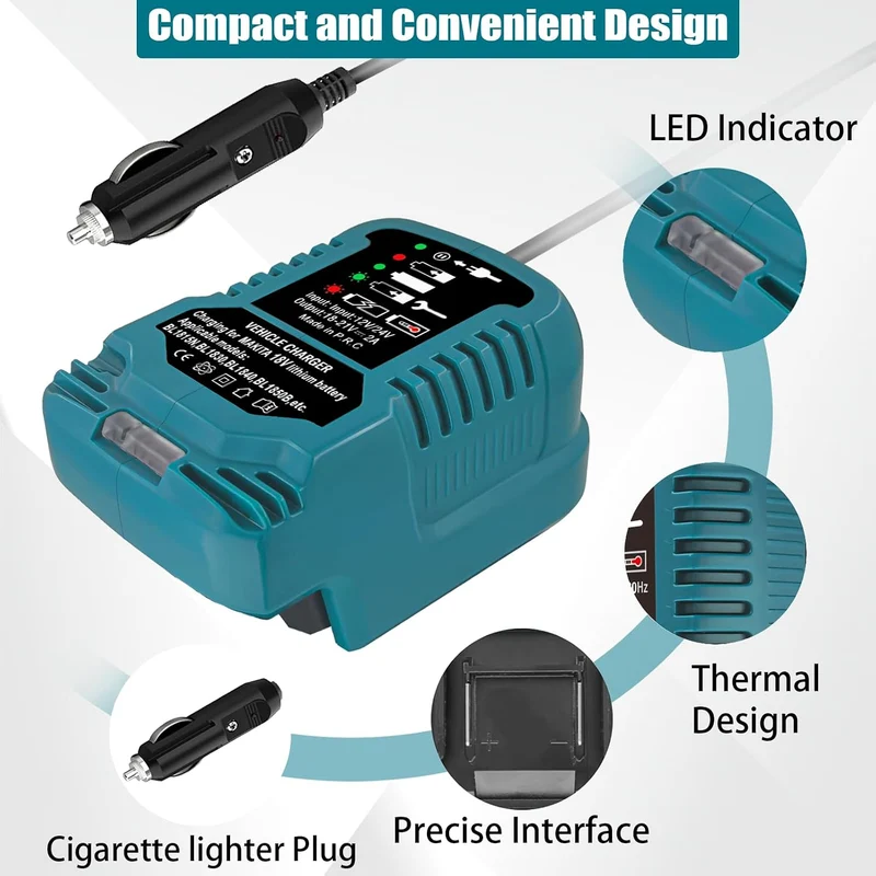 Mini Auto Ladegerät für Makita Akku 18V, Aufladen für BL1850 BL1840 BL1860 BL1830 BL1820 Ersatz für