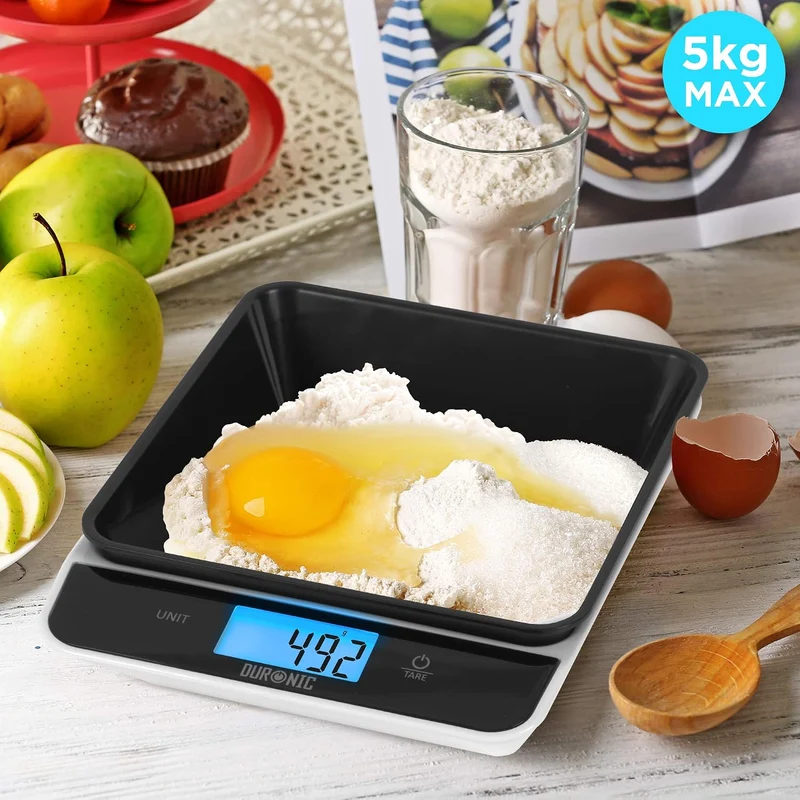 Duronic KS100 BK Küchenwaage, 5kg Digitalwaage, 1g Präzision-Feinwaage Schwarz, Schwarz