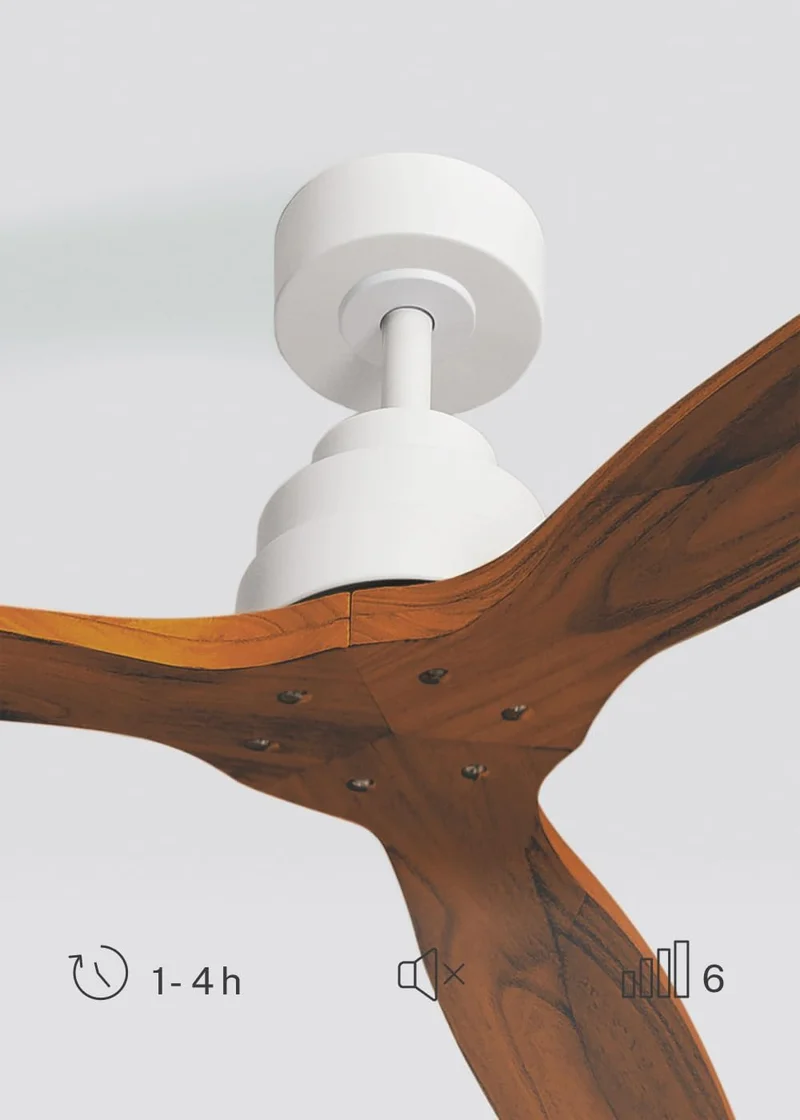 CREATE/ WINDSTYLANCE NATURAL WOOD/Deckenventilator Weiss Dunkelholzflügel mit Wandschalter und Fernb