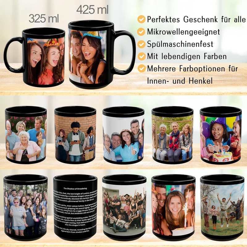 Individuelle Tasse mit Bild oder Text Ihrer Uploads, personalisierte Tasse, mikrowellen- und spülmas