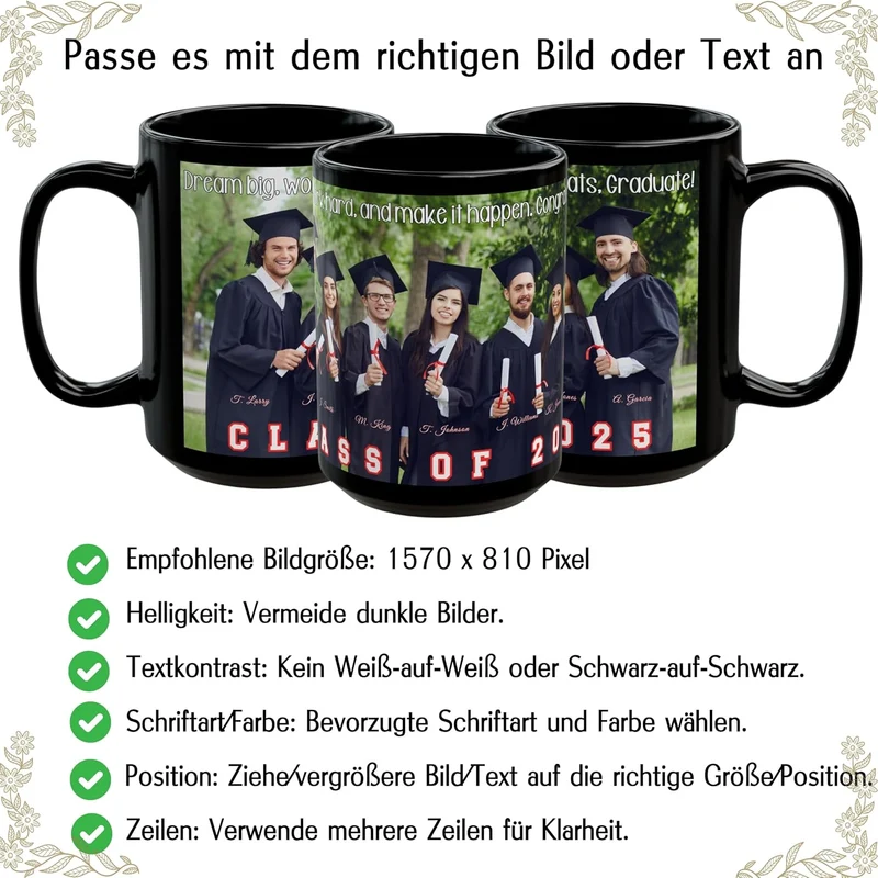 Individuelle Tasse mit Bild oder Text Ihrer Uploads, personalisierte Tasse, mikrowellen- und spülmas