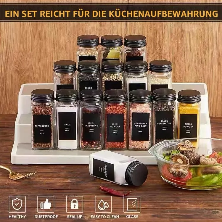 24 stück 120ml Gewürzgläser eckig luftdicht,Gewürzdosen Set Glas,Gewürzbehälter Spice Jars, Gewürze