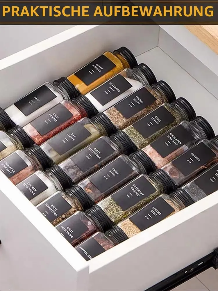 24 stück 120ml Gewürzgläser eckig luftdicht,Gewürzdosen Set Glas,Gewürzbehälter Spice Jars, Gewürze