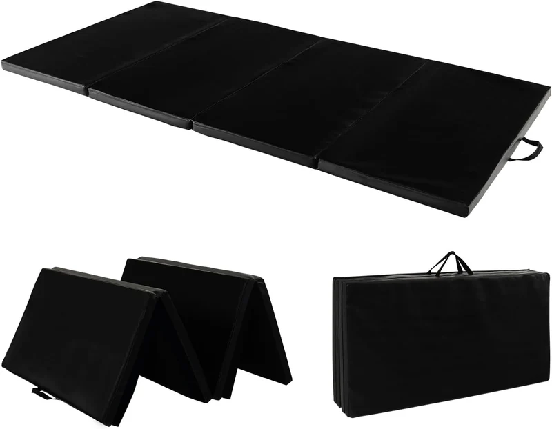 GOPLUS Faltbare Gymnastikmatte 240 cm x 116 cm x 5 cm, Faltbare Turnmatte mit Tragegriffen, Klettver