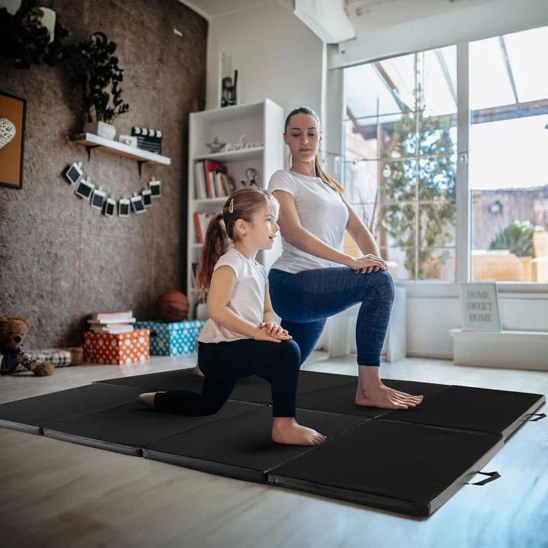 GOPLUS Faltbare Gymnastikmatte 240 cm x 116 cm x 5 cm, Faltbare Turnmatte mit Tragegriffen, Klettver