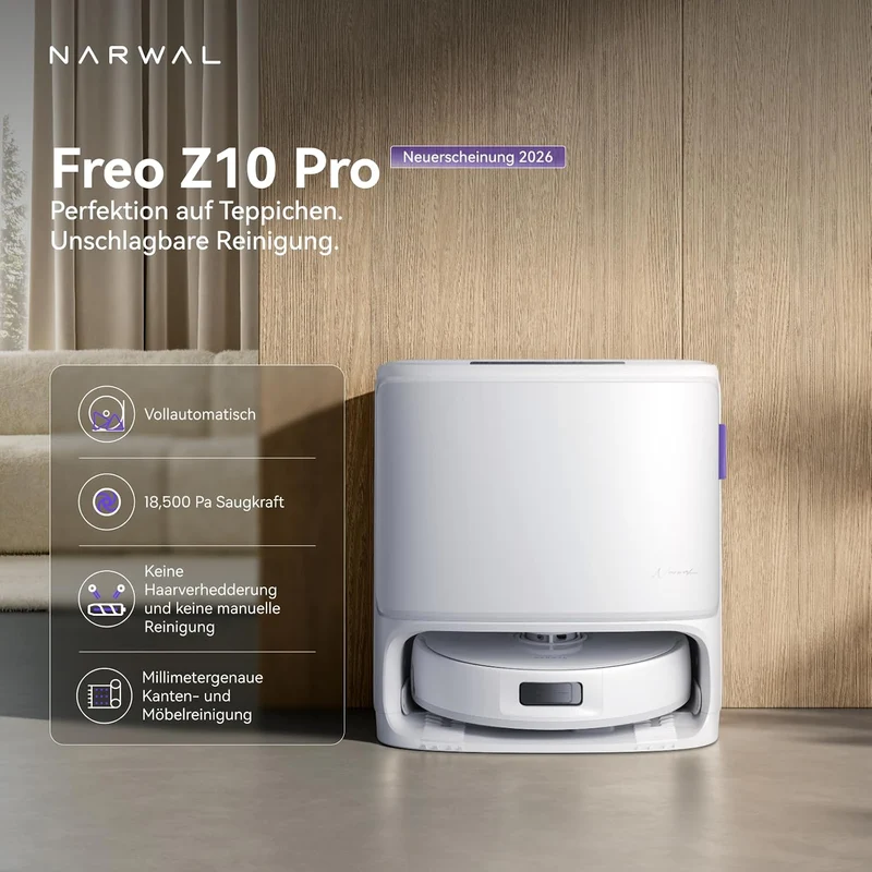 NARWAL Freo Z10 Pro Saugroboter mit Wischfunktion 18.500Pa Teppichreinigung, Z10 Pro