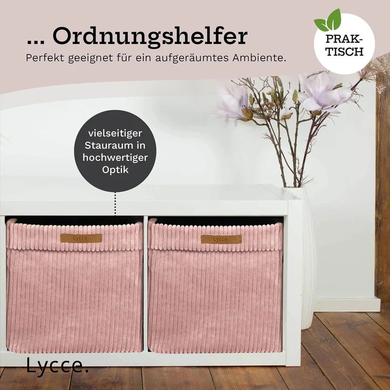 Lycce Kallax Box Cord, Faltbox + abnehmbarer Bezug | powder rosa Powder Rosa 1 Stück, Powder Rosa 1