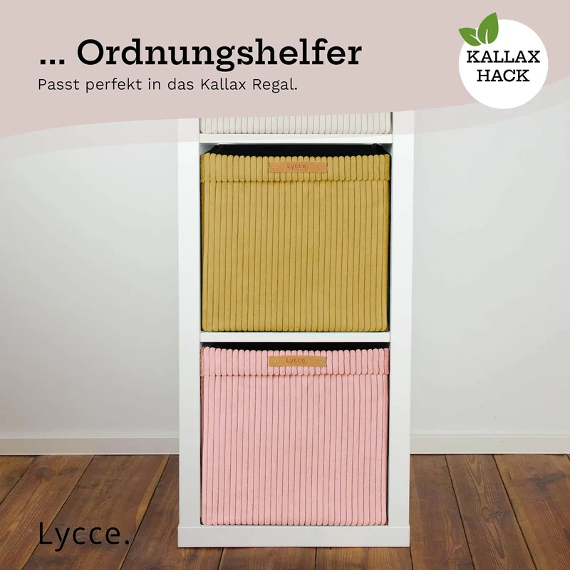 Lycce Kallax Box Cord, Faltbox + abnehmbarer Bezug | powder rosa Powder Rosa 1 Stück, Powder Rosa 1