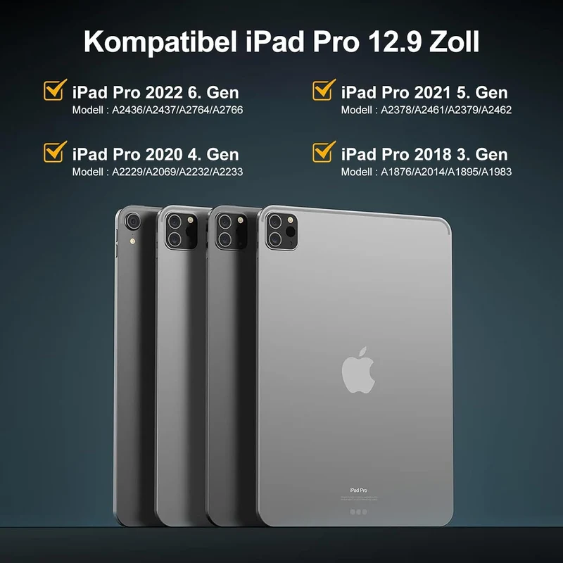 Hülle Tastatur für iPad Pro 12,9 Zoll 6./5./4./5. Gen Touchpad/Beleuchtung Schwarz Touchpad/Beleucht