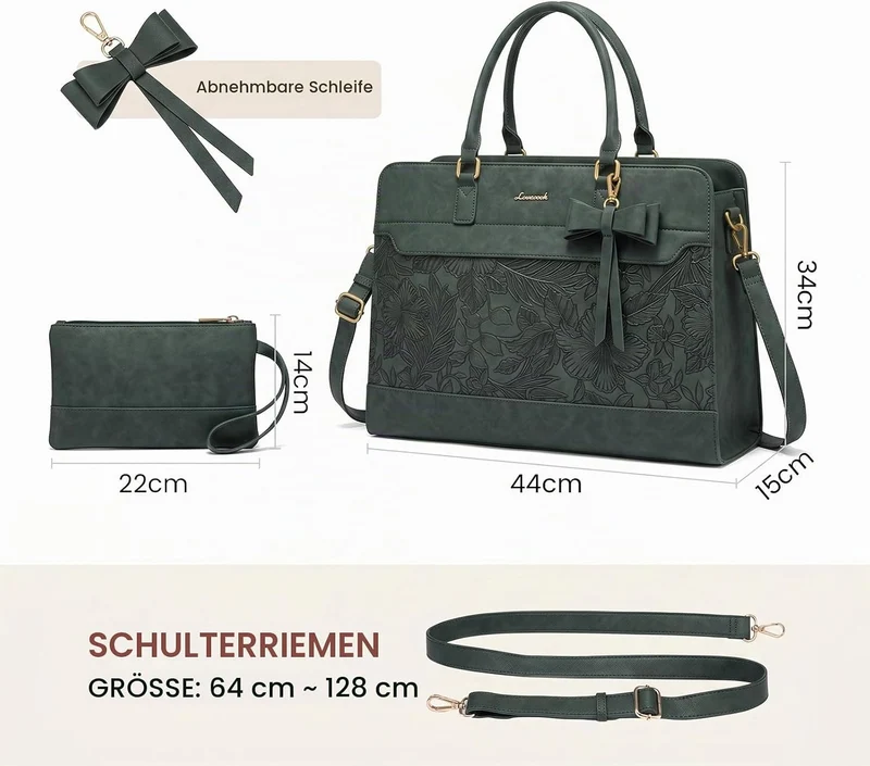 LOVEVOOK Handtasche Damen Gross, 17,3 Zoll Laptoptasche Arbeitstasche Elegant Uni Tasche Bürotasche