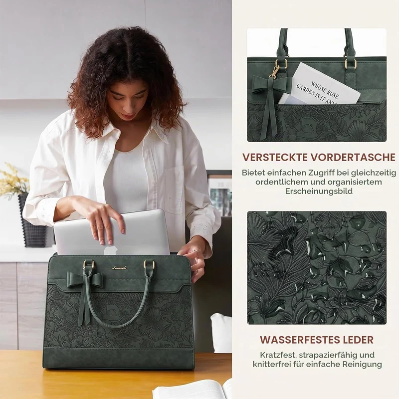 LOVEVOOK Handtasche Damen Gross, 17,3 Zoll Laptoptasche Arbeitstasche Elegant Uni Tasche Bürotasche