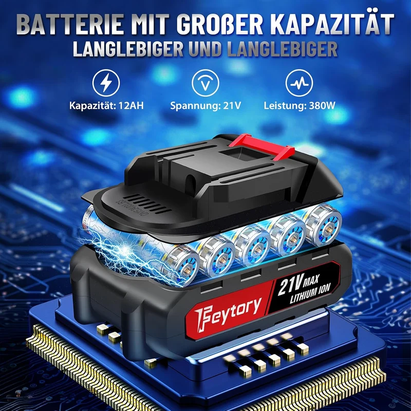Akku Rasentrimmer mit Akku, 21V Elektrischer Akku Motorsense & Rasentrimmer Rasen, Akku Freischneide