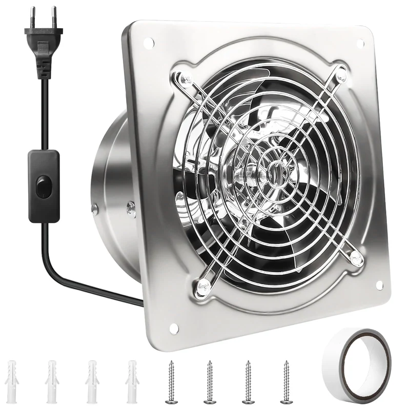 Aicharynic Abluftventilator 150mm mit Rückstauklappe, 525m³/h Wandventilator leise mit EU-Stecker –