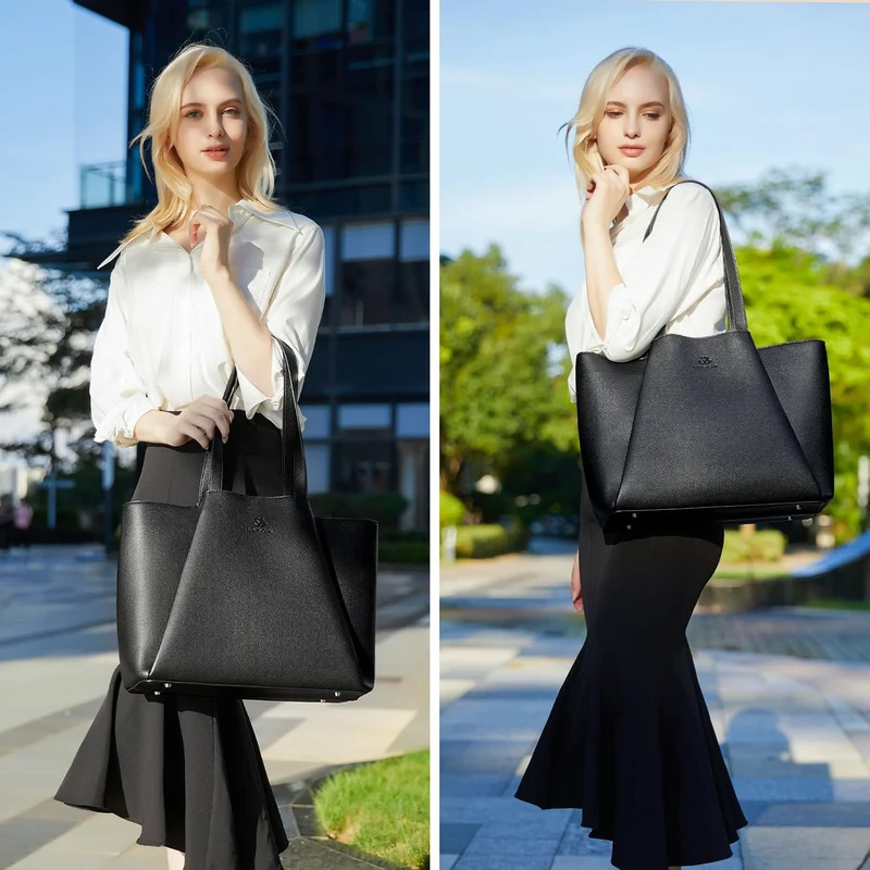 LOVEVOOK Handtasche Damen 17,3 Zoll Laptoptasche, Shopper Tasche Leder Tote Bag Women Aktentasche Le