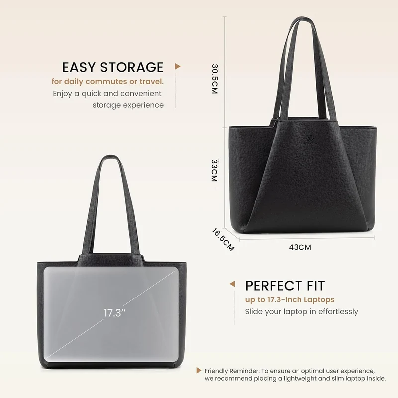 LOVEVOOK Handtasche Damen 17,3 Zoll Laptoptasche, Shopper Tasche Leder Tote Bag Women Aktentasche Le