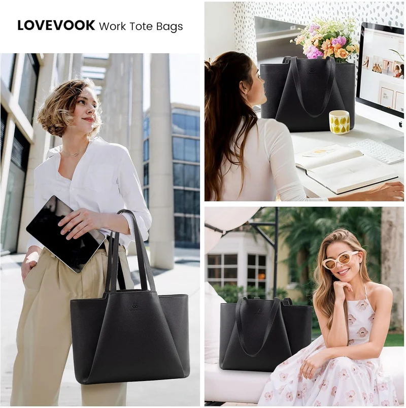 LOVEVOOK Handtasche Damen 17,3 Zoll Laptoptasche, Shopper Tasche Leder Tote Bag Women Aktentasche Le