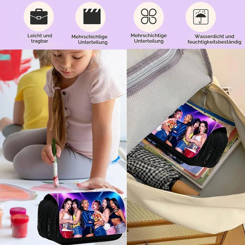 Katseye kinder Federmäppchen, Katseye merchandise, Stilvolles Federmäppchen mit Musikmotiv - 3 Fäche