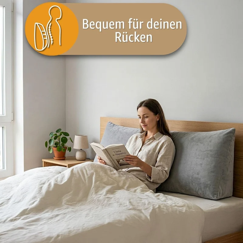Keilkissen Rückenkissen für Bett und Sofa 100 cm breit - grosses Lesekissen Couchkissen Wandkissen –