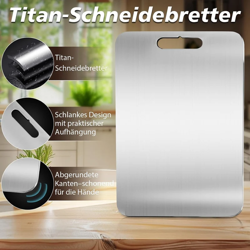 3er-Set Titan Schneidebrett, doppelseitig, aus S316 Edelstahl, BPA-frei S+M+L, S+M+L