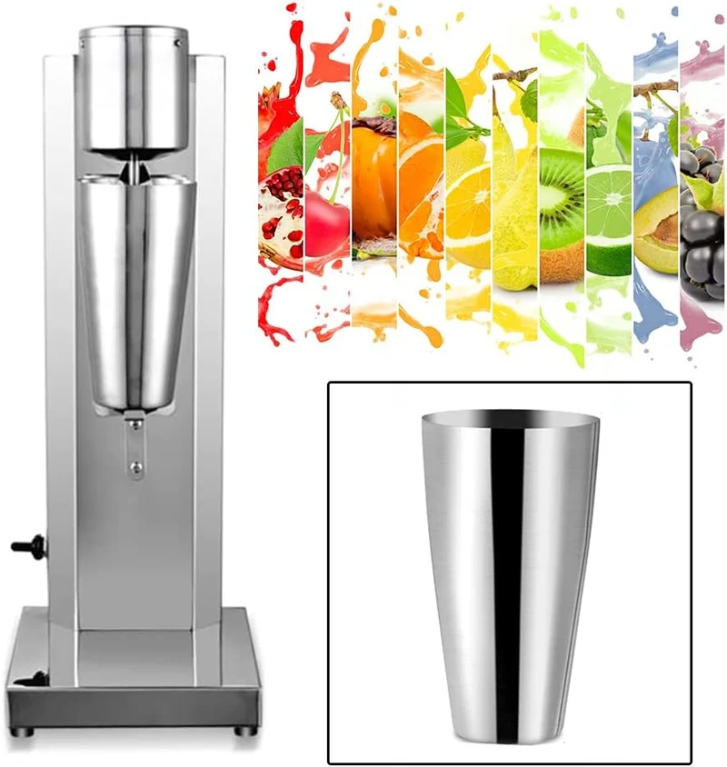 650ml Edelstahl Standmixer Hochleistungsmixer Milchshake Mixer Milk Shaker Maschine Vertikalmischer