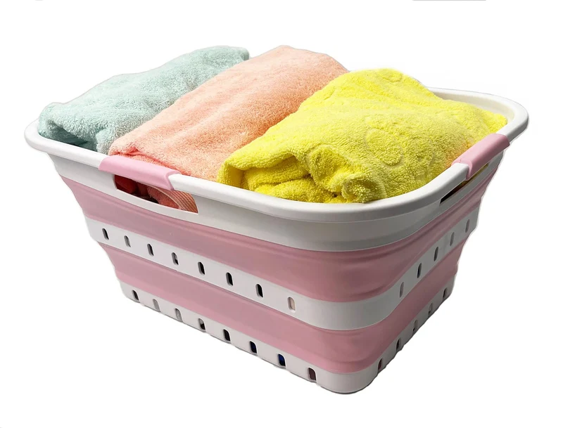 SAMMART 42L Faltbarer Wäschekorb aus Kunststoff – Faltbarer Pop-Up-Aufbewahrungsbehälter/Organizer –