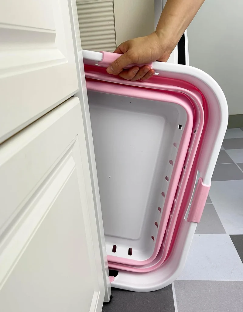 SAMMART 42L Faltbarer Wäschekorb aus Kunststoff – Faltbarer Pop-Up-Aufbewahrungsbehälter/Organizer –